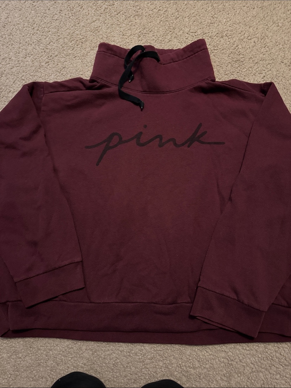 PINK Victoria's Secret Burgundy High Neck Pullover Sweatshirt